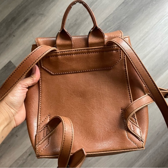 Matt & Nat Brown Vegan Leather Mini Backpack | Convertible | Minimalist - Picture 4 of 7